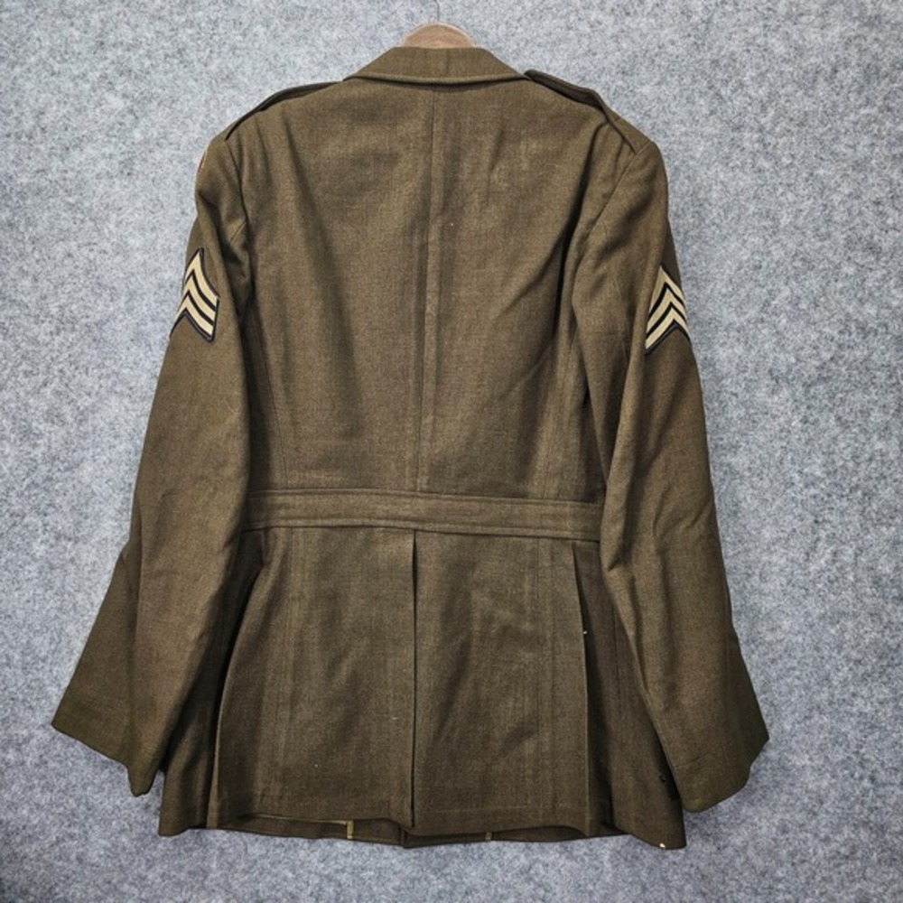 Vintage 40s WWII Uniform Coat Men 36R XS Green Wool US Army ETO Sergeant General - Picture 3 of 16